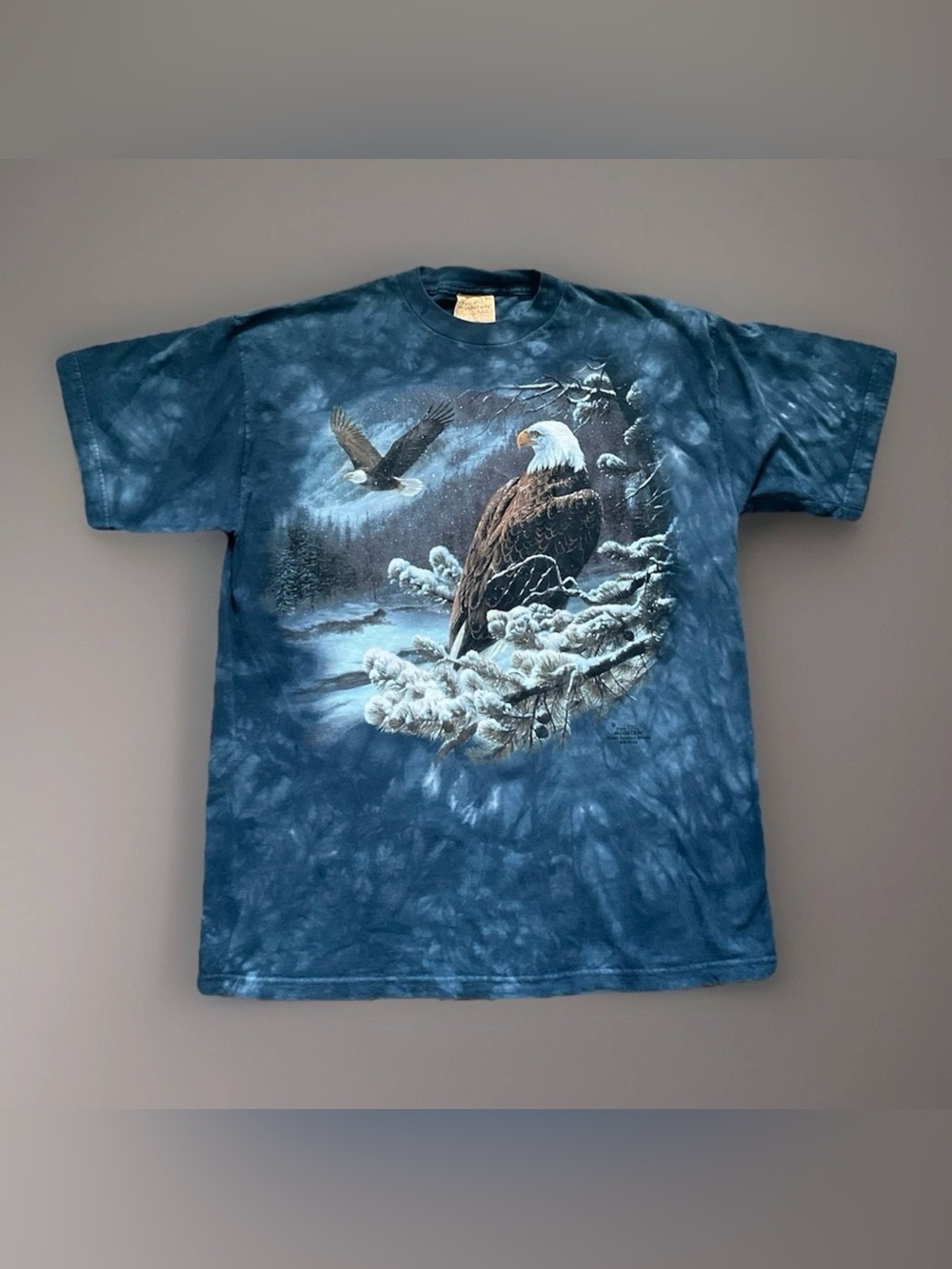 Vintage 1999 The Mountain T Shirt XL Bald Eagles Blue Tie Dye Collectible